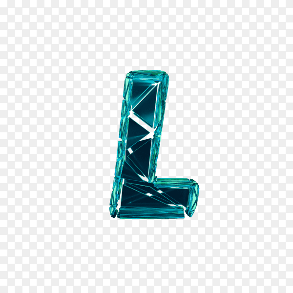 Fragment digital letter L on transparent background PNG
