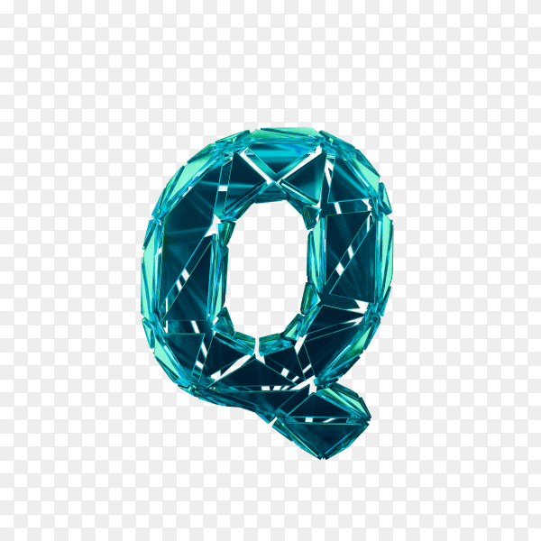 Fragment digital letter Q on transparent background PNG
