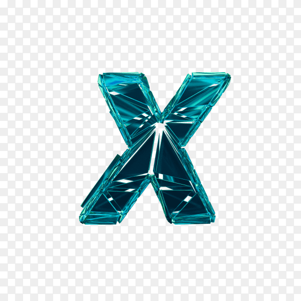 Fragment digital letter X on transparent background PNG