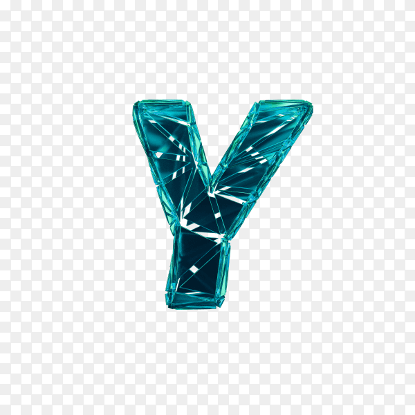 Fragment digital letter Y on transparent background PNG