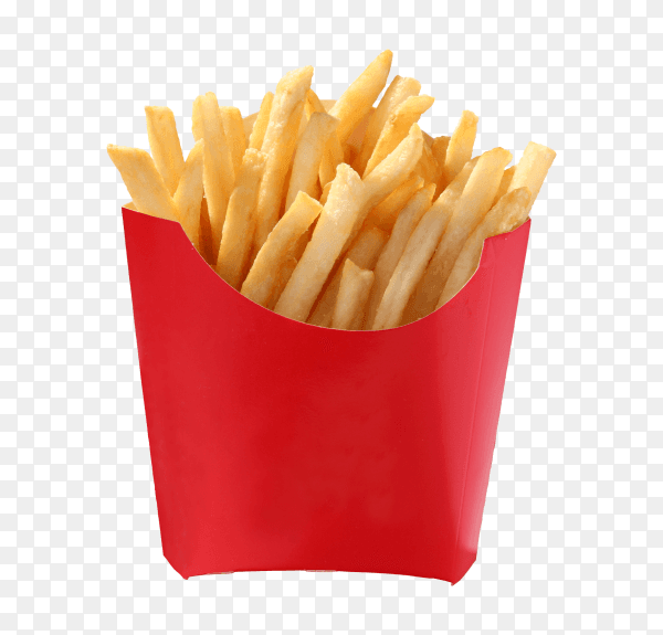 French fries packaging on transparent background PNG