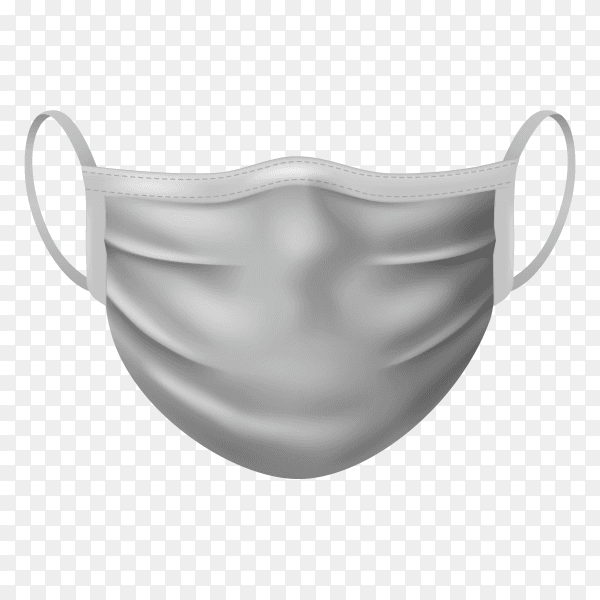 Gary medical face mask on transparent background PNG