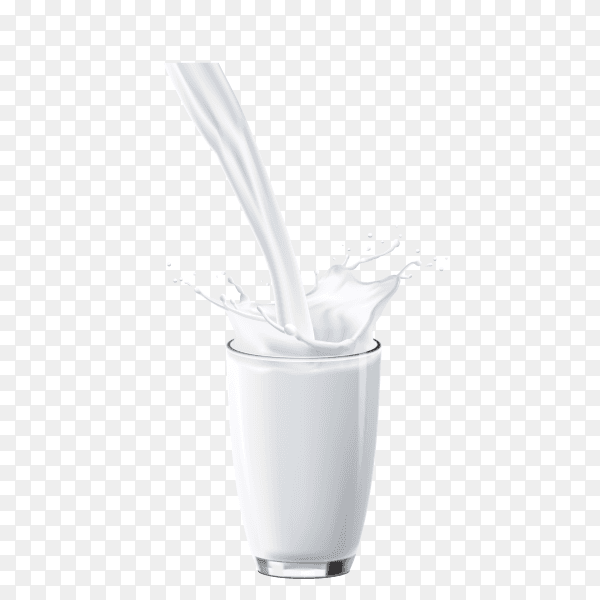 Glasses with pour milk splash on transparent background PNG