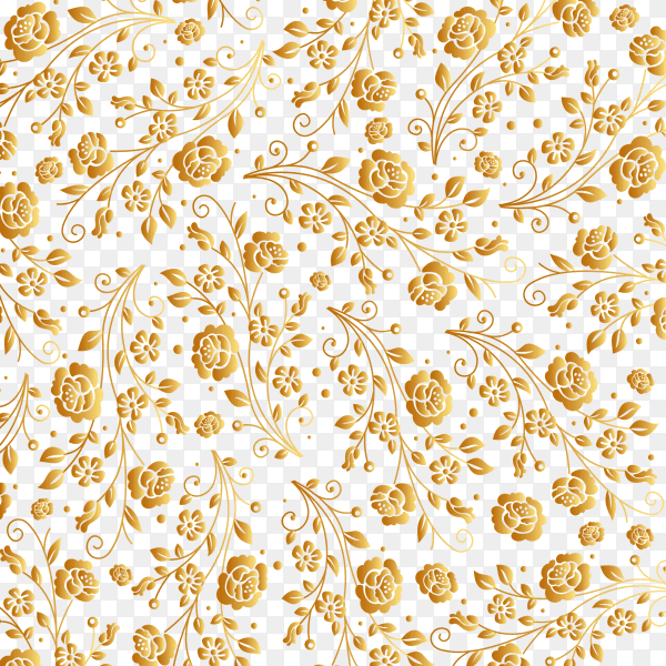 Golden floral pattern on transparent background PNG