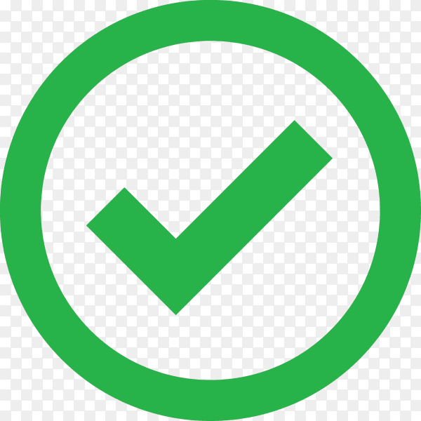 Green check mark on transparent background PNG