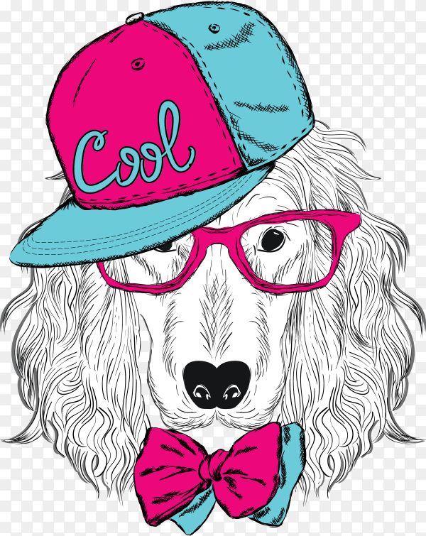 Hand drawn cartoon dog on transparent background PNG