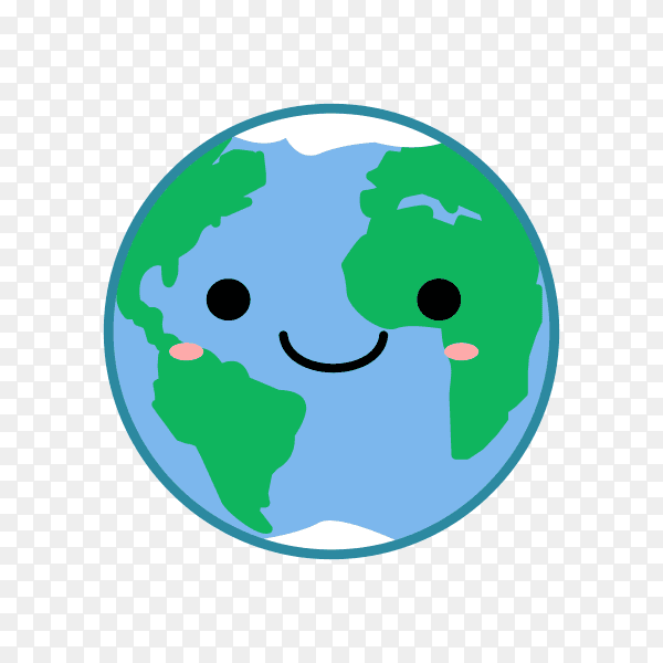 Hand drawn smile world earth on transparent background PNG