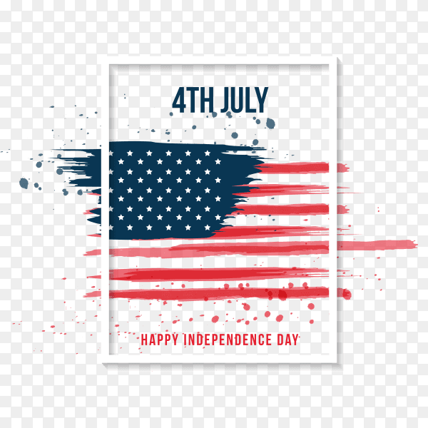 Happy independence day 4th July on transparent background PNG