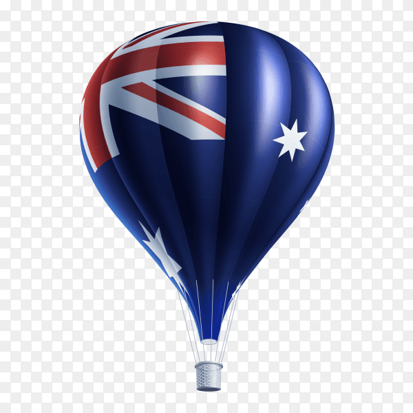 Hot air balloons painted as Australian flag on transparent background PNG