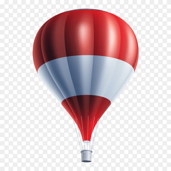 Hot air balloons painted as Austria flag on transparent background PNG