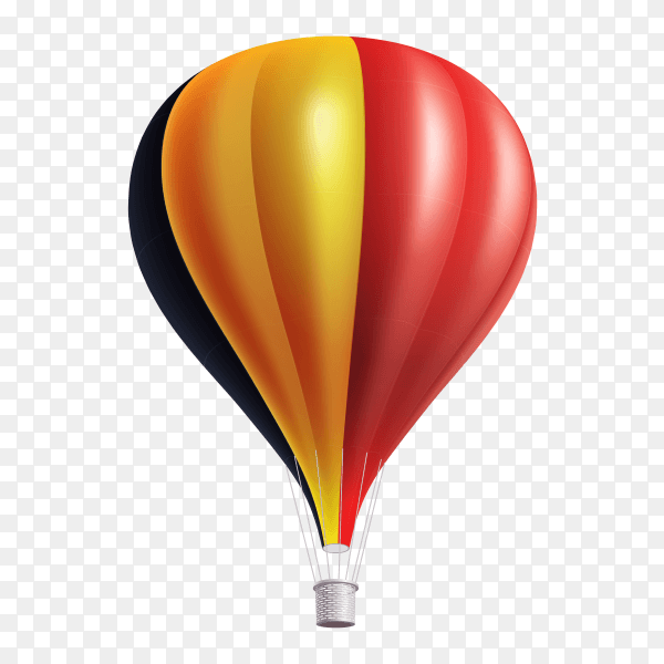 Hot air balloons painted as Belgium flag on transparent background PNG