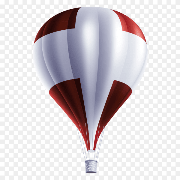 Hot air balloons painted as Denmark flag on transparent background PNG