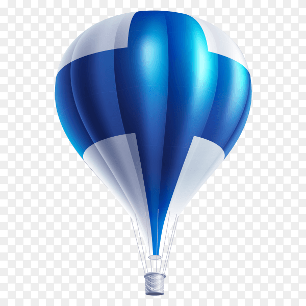 Hot air balloons painted as Finland flag on transparent background PNG