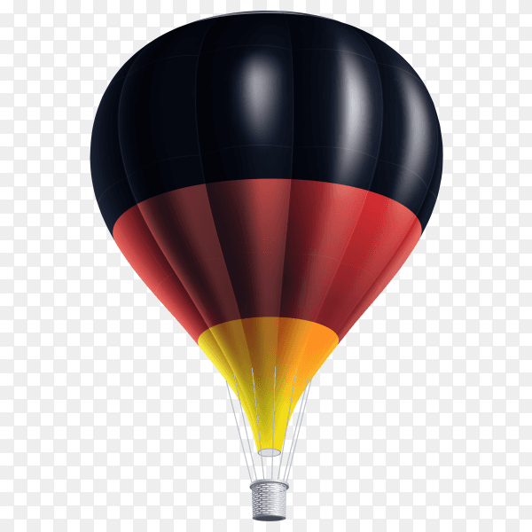 Hot air balloons painted as Germany flag on transparent background PNG