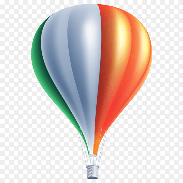 Hot air balloons painted as Ireland flag on transparent background PNG
