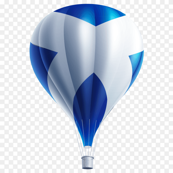 Hot air balloons painted as Scotland flag on transparent background PNG