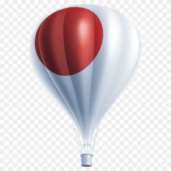 Hot air balloons painted as Japan flag on transparent background PNG