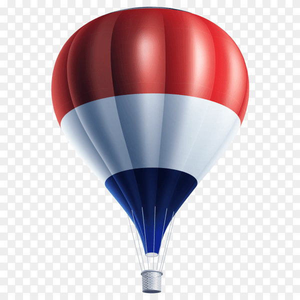 Hot air balloons painted as Netherlands flag on transparent background PNG