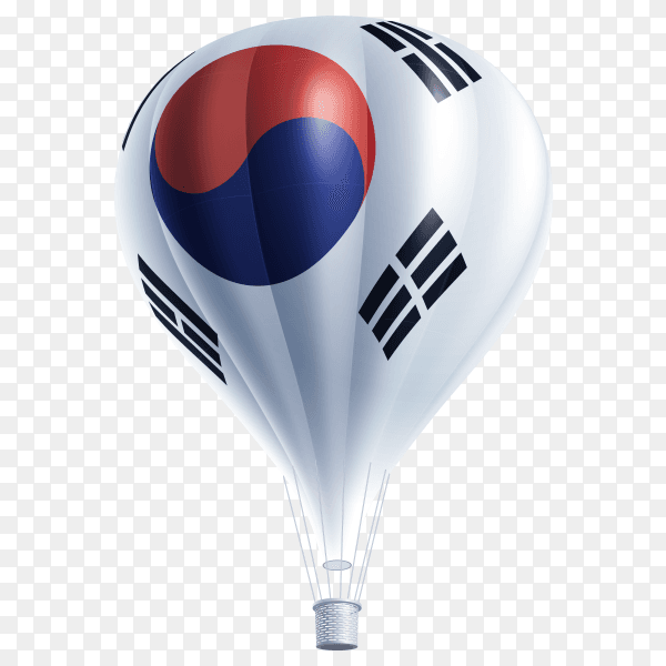 Hot air balloons painted as South Korea flag on transparent background PNG