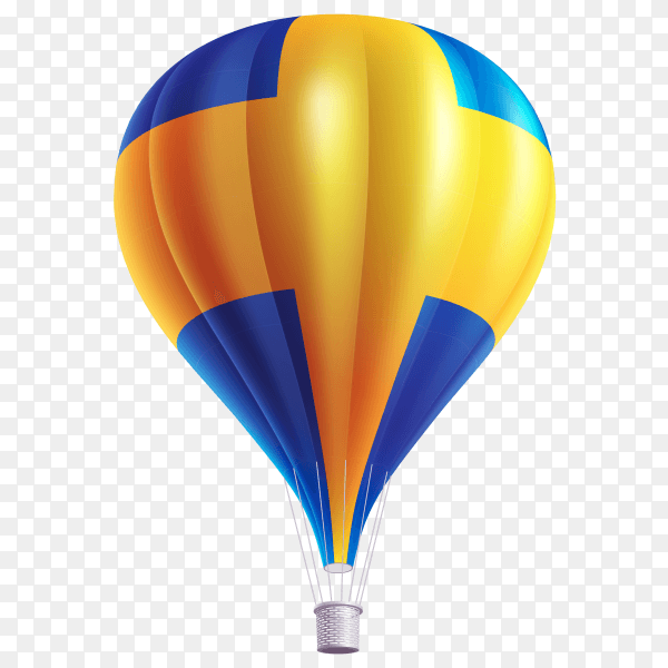 Hot air balloons painted as Sweden flag on transparent background PNG