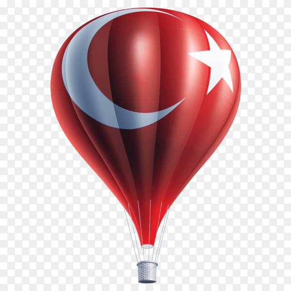 Hot air balloons painted as Turkey flag on transparent background PNG