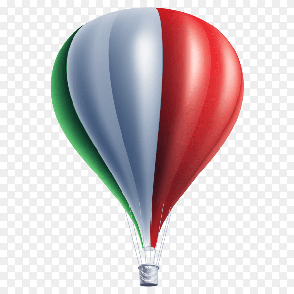 Hot air balloons painted as Italy flag on transparent background PNG
