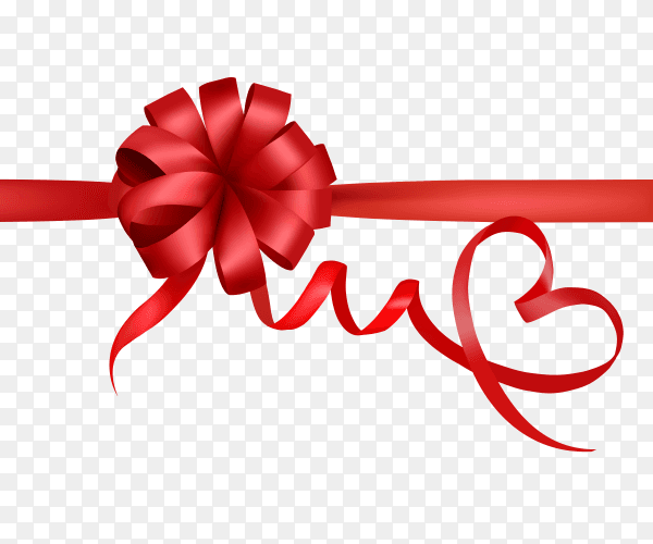 Illustration of bow and ribbon heart on transparent background PNG