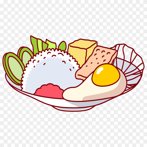 Indonesian food illustration on transparent background PNG