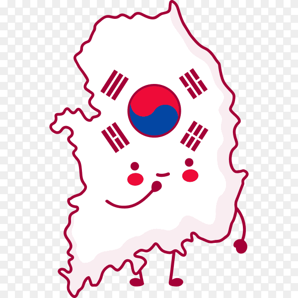 Korean flag map illustration on transparent background PNG