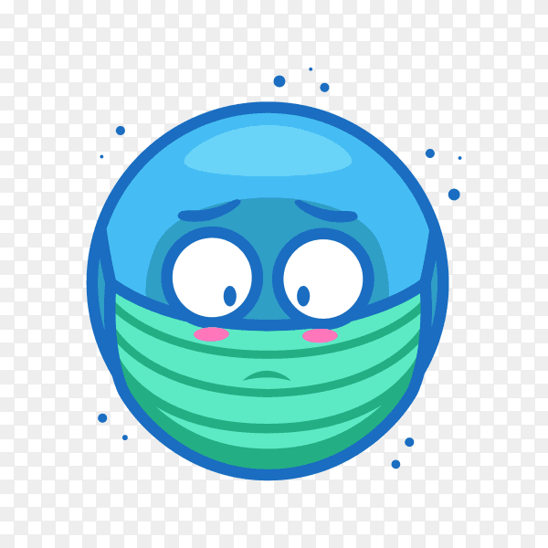 Medical face mask blue emoji emoticon expression on transparent background PNG