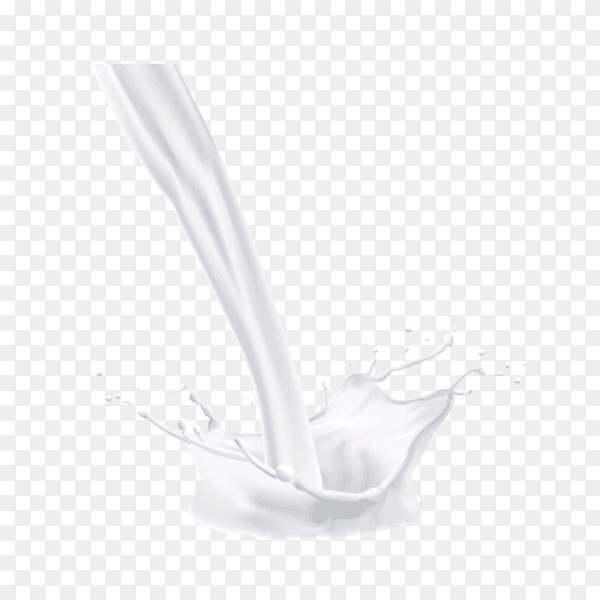 Milk pouring down on transparent background PNG