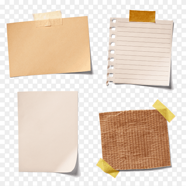 Paper notes on transparent background PNG