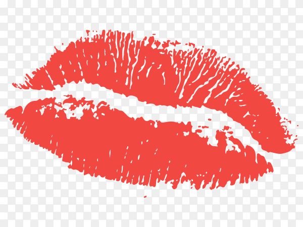 Pin Up style lip print on transparent background PNG