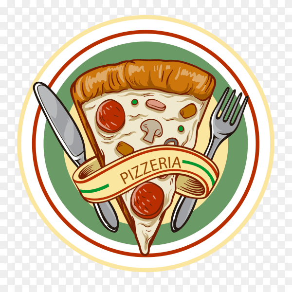 Pizza restaurant logo on transparent background PNG