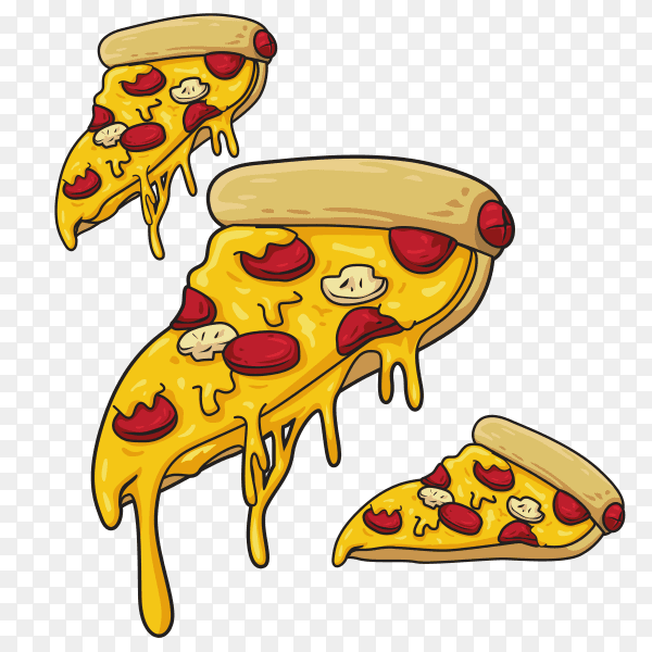 Pizza slices illustration on transparent background PNG