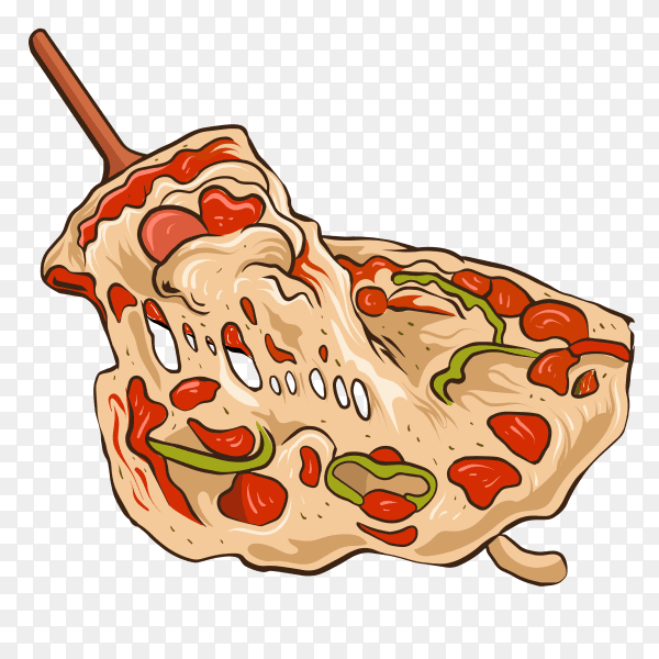 Pizza with mozzarella cheese on transparent background PNG