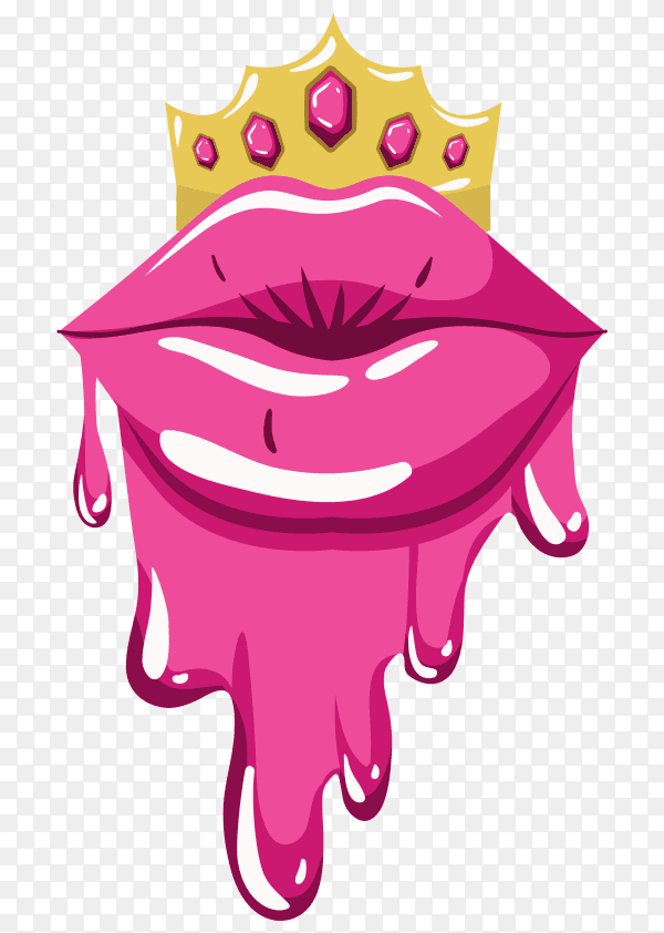 Purple Female mouth dripping isolated icon on transparent background PNG
