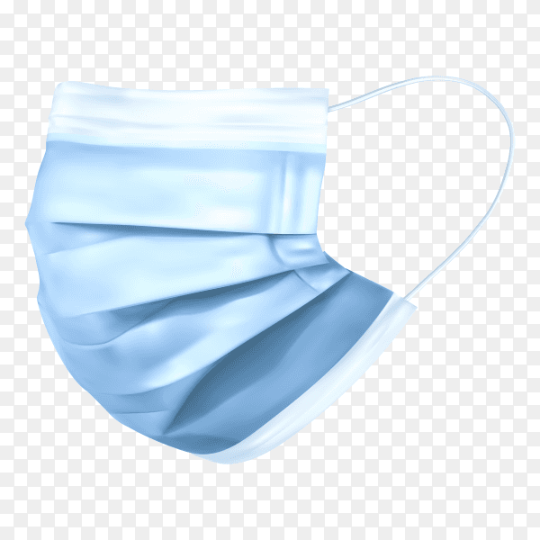 Realistic blue medical mask on transparent background PNG