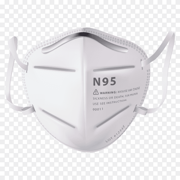 Realistic n95 medical mask illustration on transparent background PNG