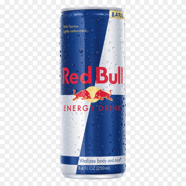 Red Bull Energy Drink on transparent background PNG
