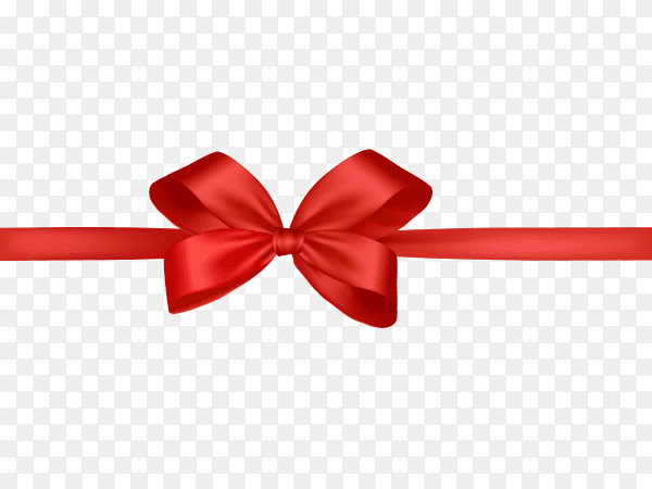 Red bow with satin ribbons on transparent background PNG