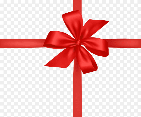 Red gift Ribbon Bow on transparent background PNG