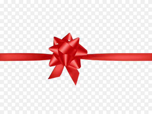 Red ribbon bow for decoration gifts on transparent background PNG
