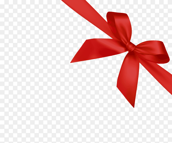 Red ribbon bow isolated on transparent background PNG