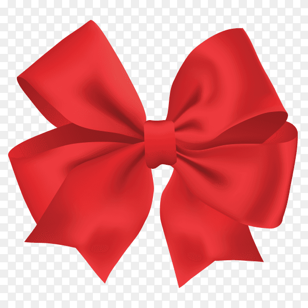Red ribbon bow on transparent background PNG