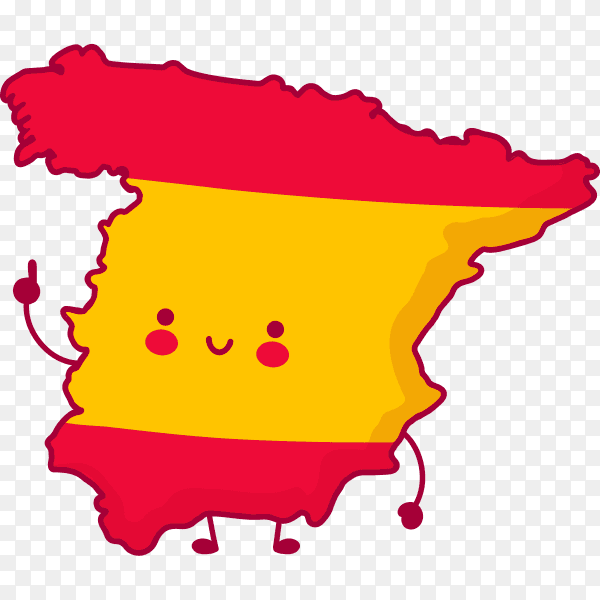 South Korea Spain map illustration on transparent background PNG