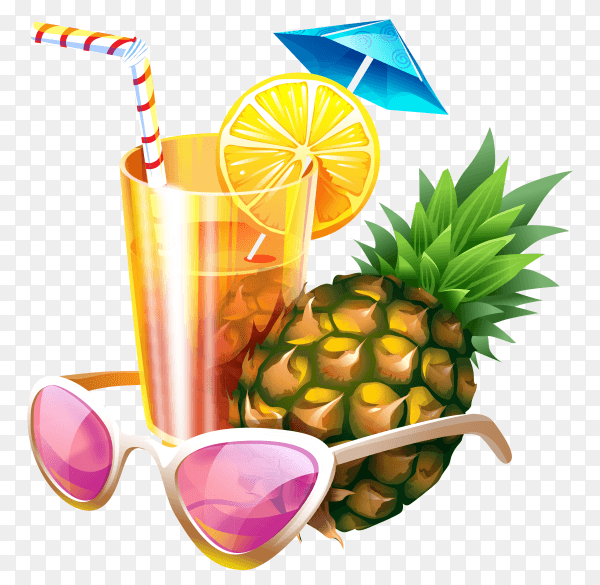 Summer drink design on transparent background PNG
