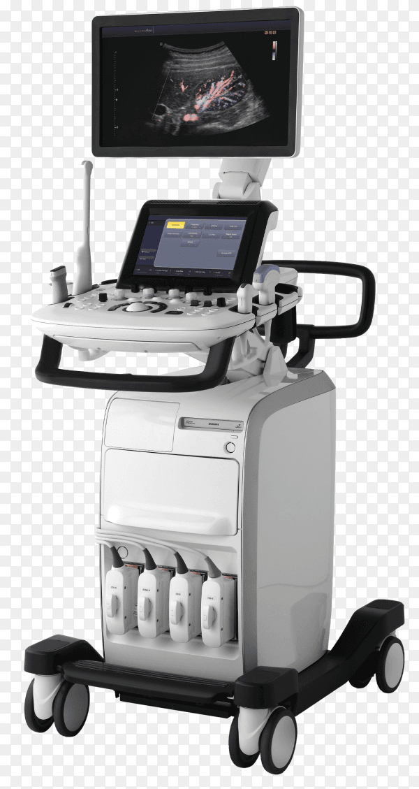 Ultrasound machine isolated on white abdomen imaging ultrasound system on transparent background PNG