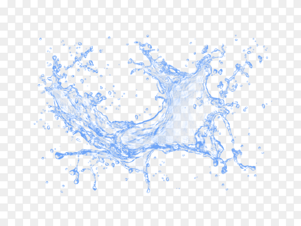 Water splash realistic on transparent background PNG