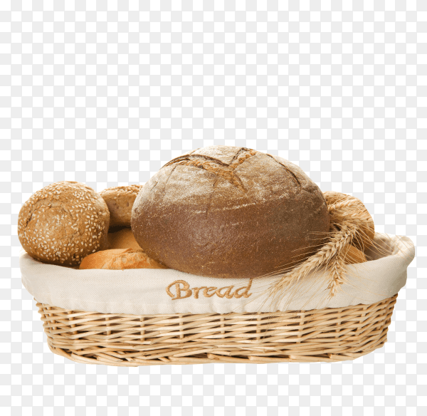 Bakery Bread in basket on transparent background PNG